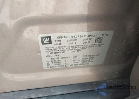 2015 Buick Encore Convenience from USA, damaged, VIN KL4CJFSBXFB045403